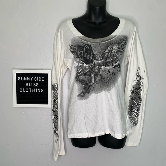 Hot Leather White Long Sleeve Asphalt Angle Gray Graphic Shirt Size 2XL - Picture 7 of 16